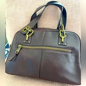 Hobo International Brown Leather Two-Way Satchel Bag w/Removable Strap